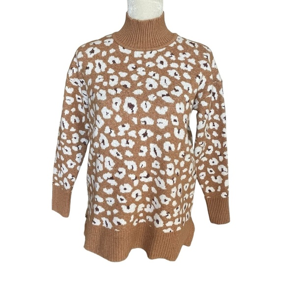 Loft Women’s Animal Print Turtleneck Sweater Tunic Size S Shimmer Cozy Comfy - Picture 4 of 11